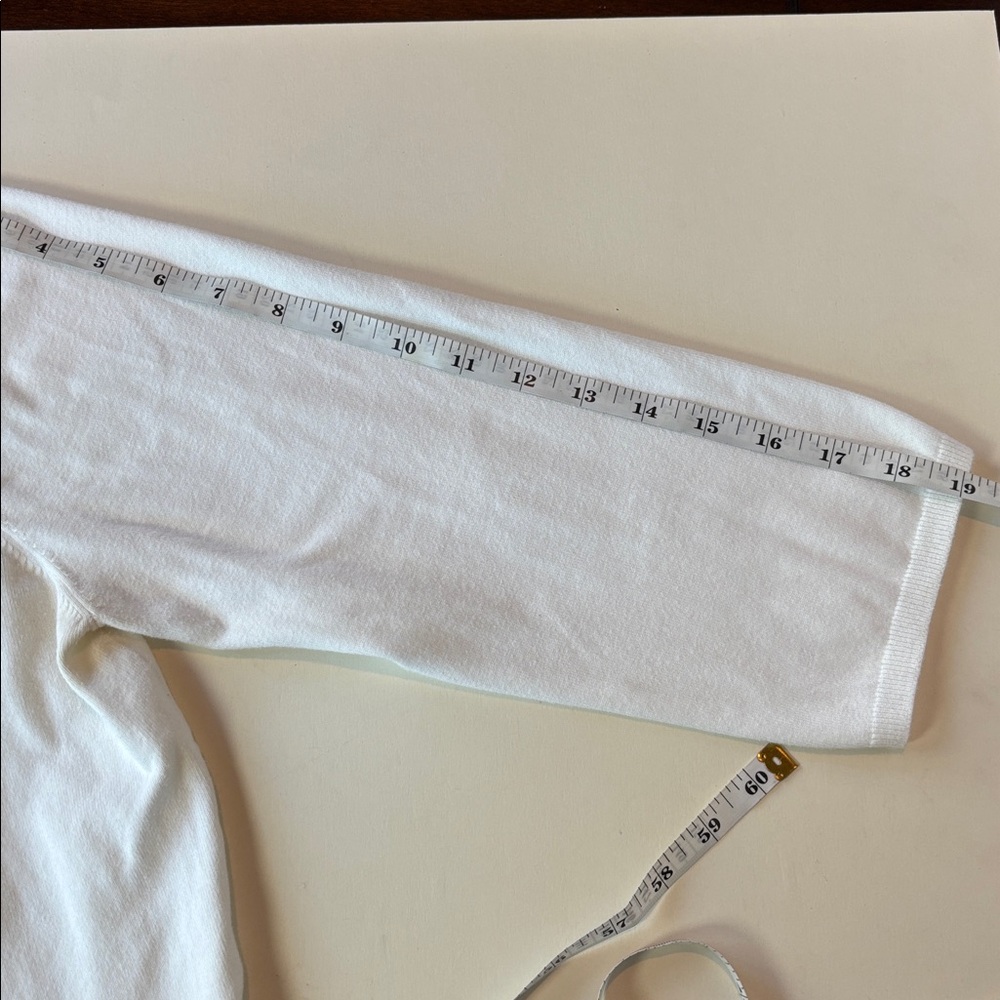 TWO! Lands’ End 3/4 Sleeve V-Neck Cotton Sweater Classics in White and Green - Picture 8 of 8